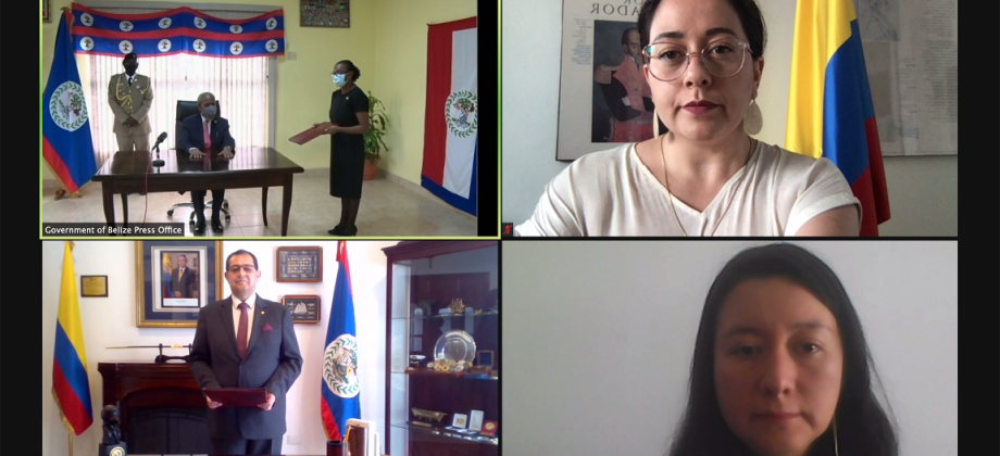 Ceremonia virtual de presentación de Copias de Estilo y Cartas Credenciales del embajador de Colombia en El Salvador, como embajador No Residente ante Belice