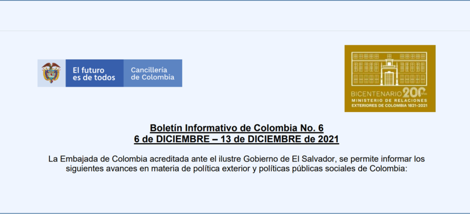 Boletín Informativo de Colombia No. 6